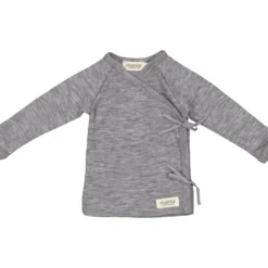 Tut Wrap LS, Wool Rib Blouse - Gray Melange