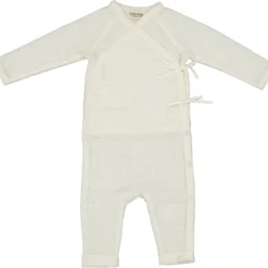 Turtleneck, Wool Pointelle Jumpsuit - Natural