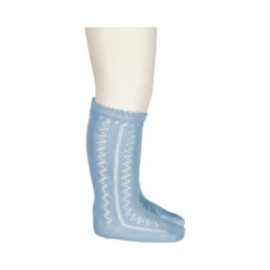 Knee Socks Pointelle, Socks - Sky Blue -marmar copenhagen shop 101 700 12 0468 4