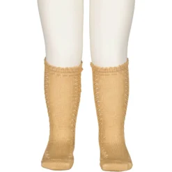 Knee Socks Pointelle, Socks - Cumin
