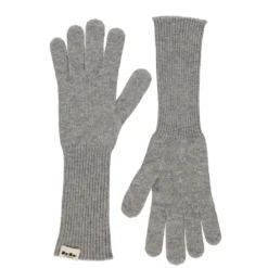 Aske Long W, Cashmere Gloves - Grey Melange