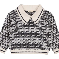 Thingu, Knit Blouse - Darkest Blue Stripe