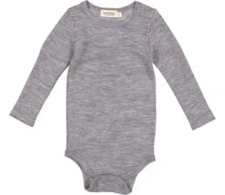 Benedikte, Wool Pointelle Bodystocking - Grey Melange