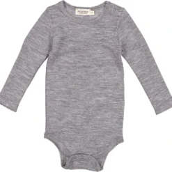 Benedikte, Wool Pointelle Bodystocking - Grey Melange