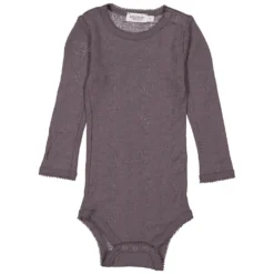 Benedikte, Wool Pointelle Bodystocking - Plum